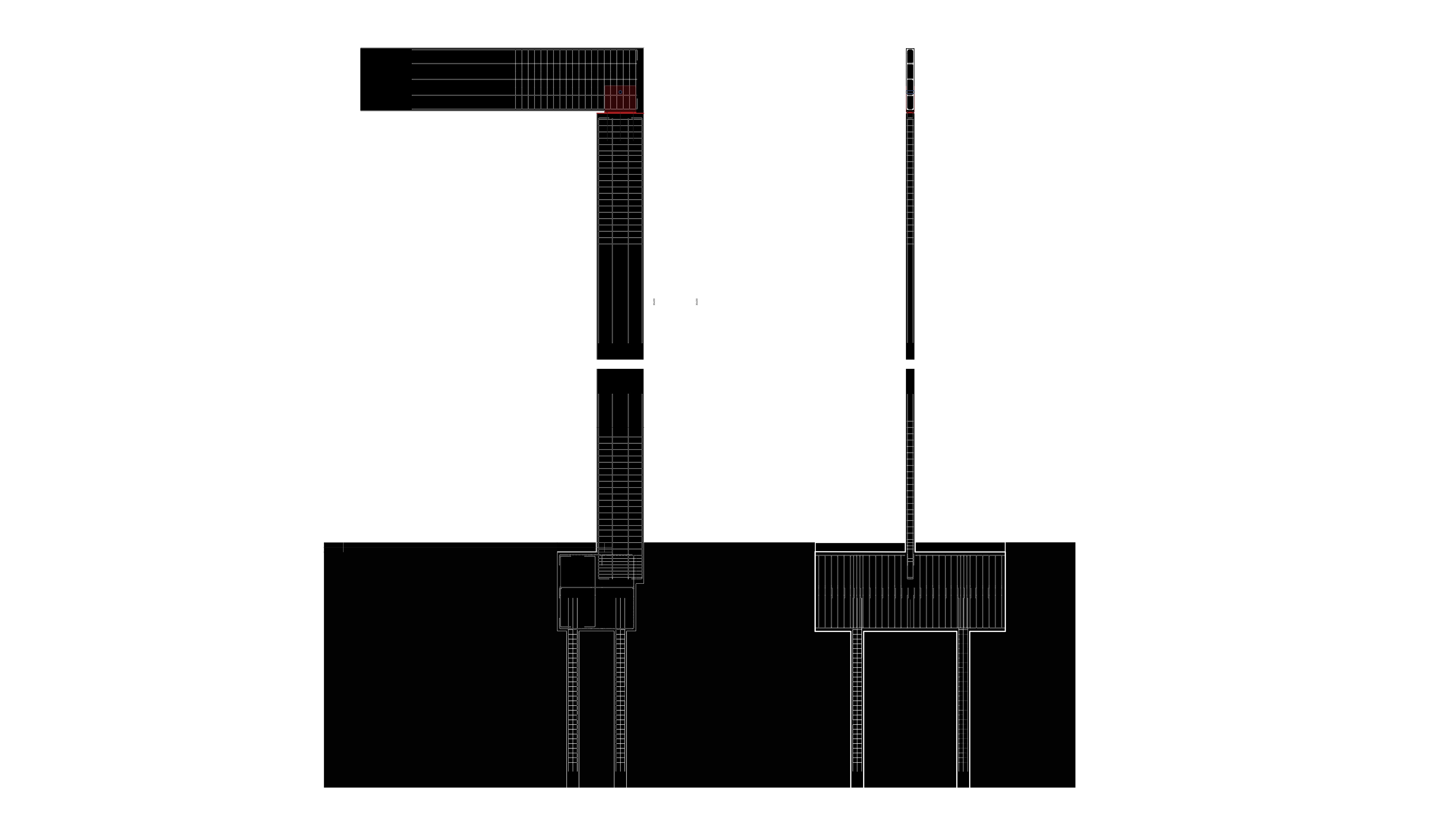 Detailed reinforced concrete frame section showing rebar layout, structural joint, and load transfer connection